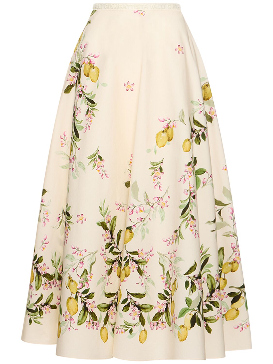 Image of Printed Cotton Poplin Long Skirt