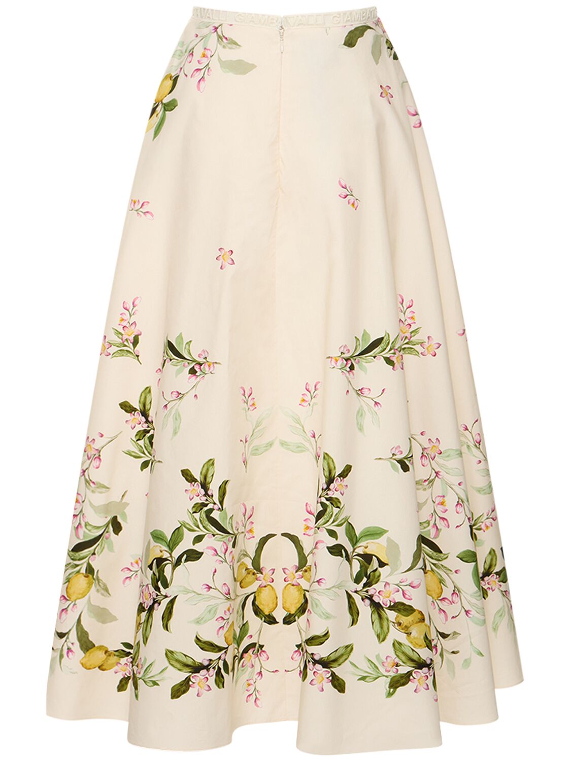 Shop Giambattista Valli Printed Cotton Poplin Long Skirt In Multi Elfenbein