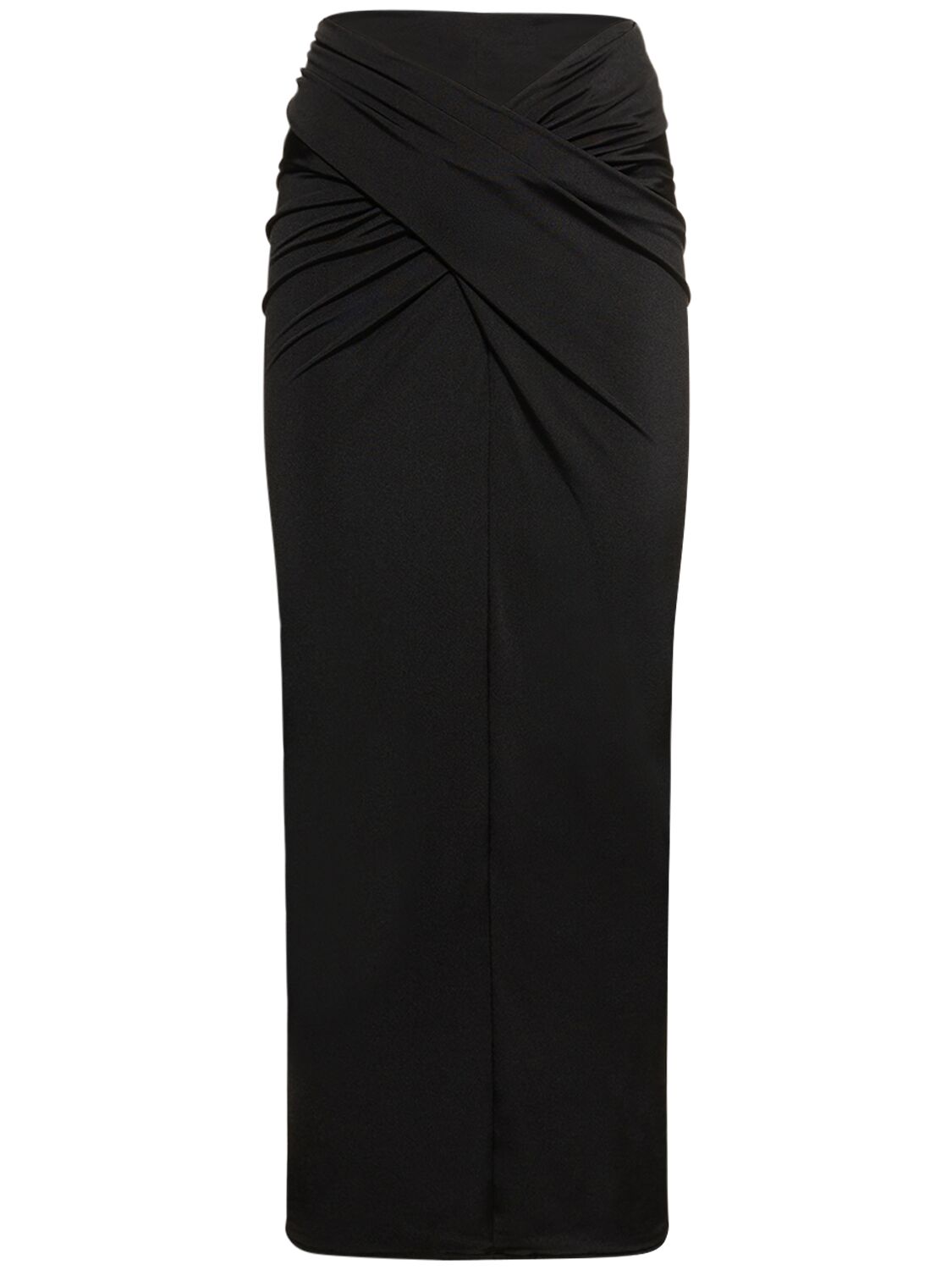 Shop 16arlington Berretta Draped Jersey Midi Skirt In Black