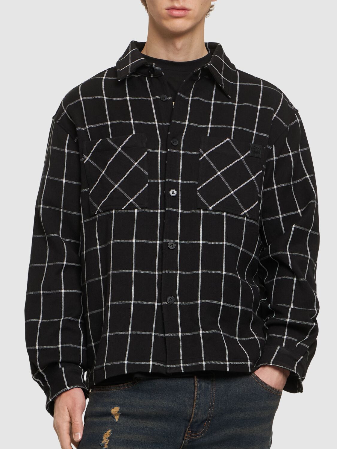 Shop Homme + Femme La Sex Club Flannel Shirt In Black