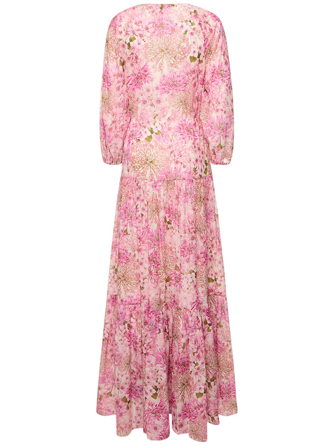 Shop Giambattista Valli Printed Cotton Long Caftan Dress In Multi Pink
