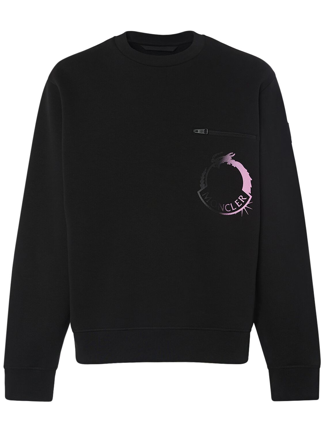 Moncler Cny Cotton Blend Crewneck Sweatshirt In Black