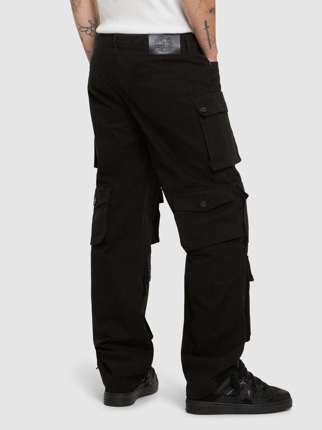 Shop Homme + Femme La Bourne Cargo Pants In Black