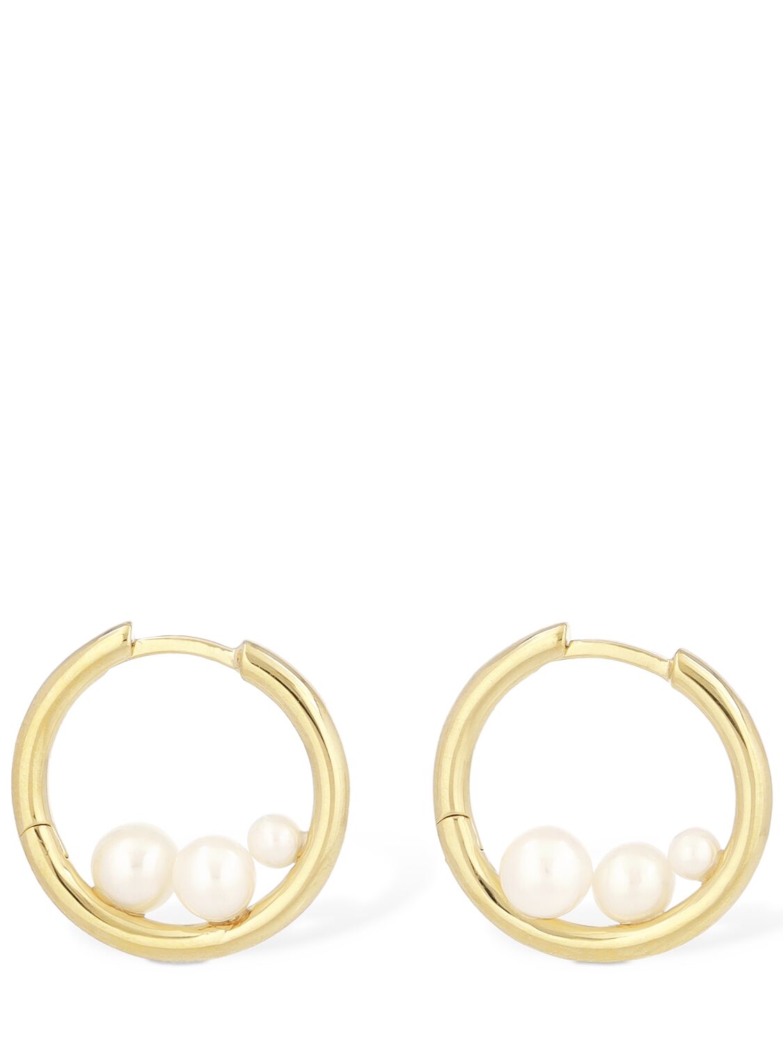 Image of Trio Pearl Hoop Earrings