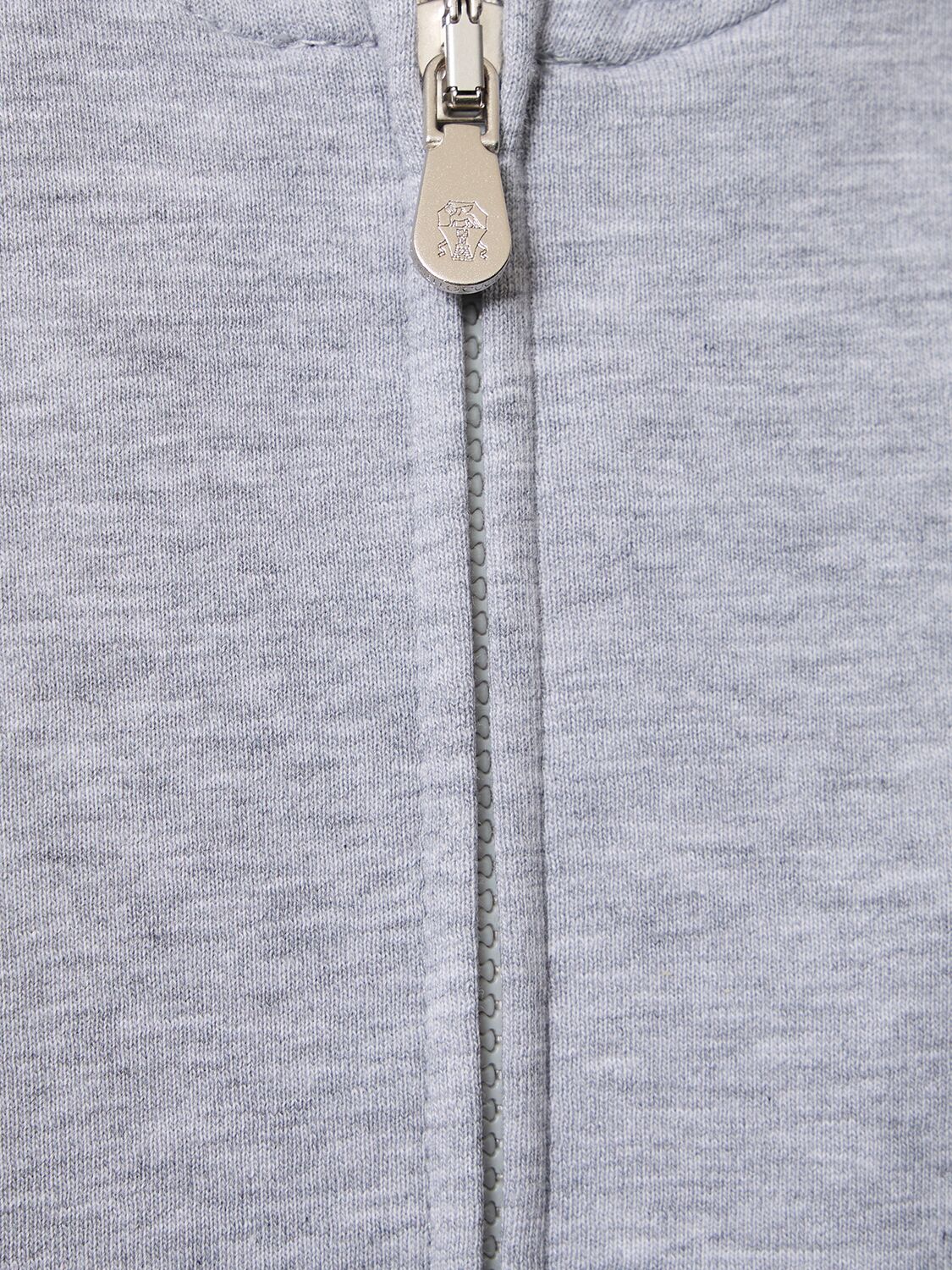 Shop Brunello Cucinelli Cotton Blend Zipped Hoodie In Grey