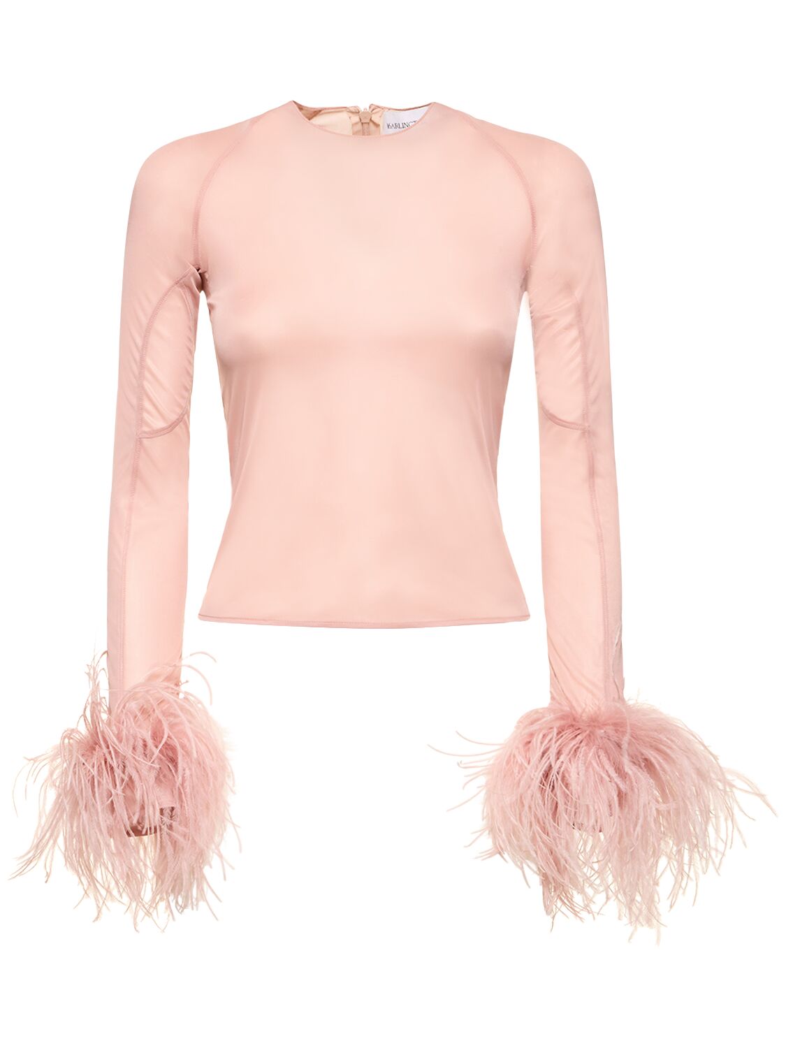 16arlington Alero Jersey Crop Top W/ Feathers In Pink