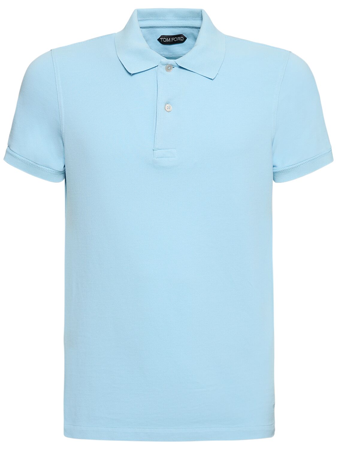 Tom Ford Tennis S/s Piquet Polo In Pale Sky