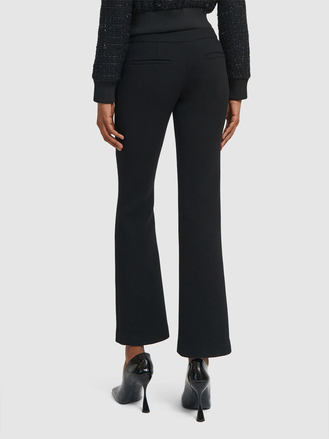 Shop Balmain Crepe Flared Pants In Black