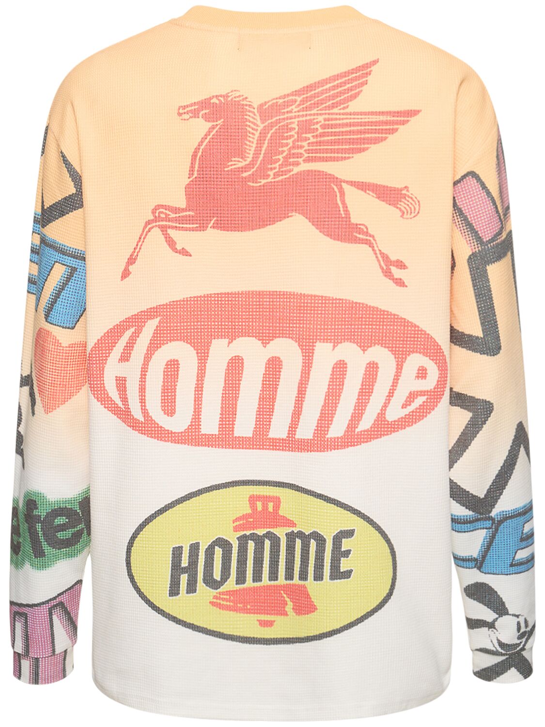 Shop Homme + Femme La Moto Printed L/s Thermal T-shirt In Yellow