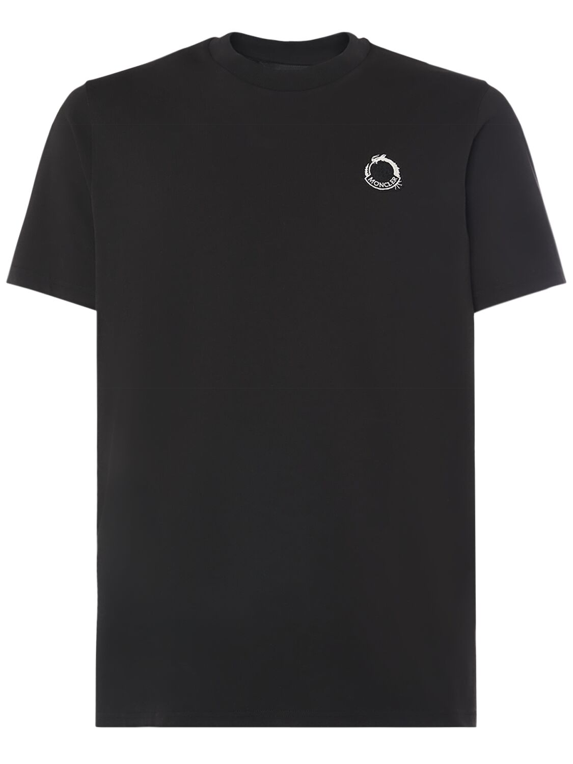 Moncler Cny Cotton Piquet Polo Shirt In Black