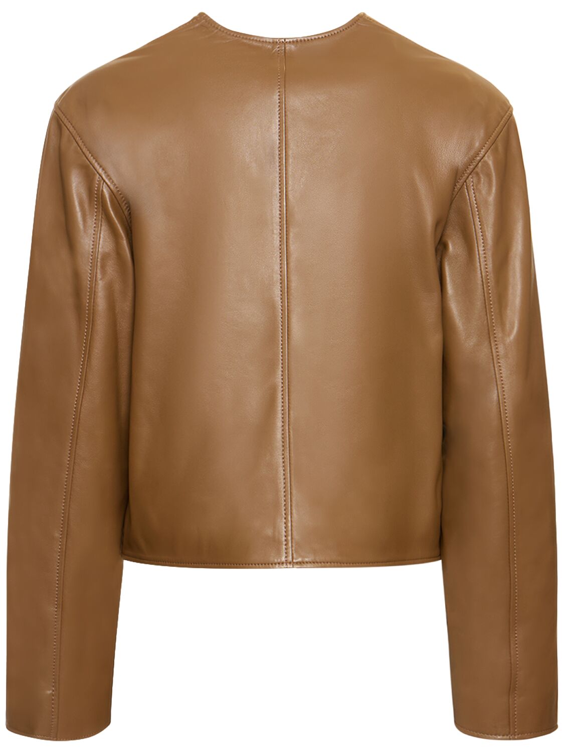 Shop Loulou Studio Brize Leather Jacket In Braun