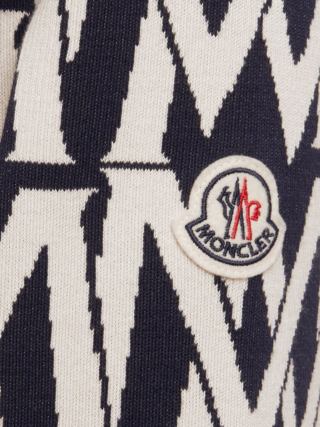 Shop Moncler Logo Pattern Cotton Blend Sweater In Blue