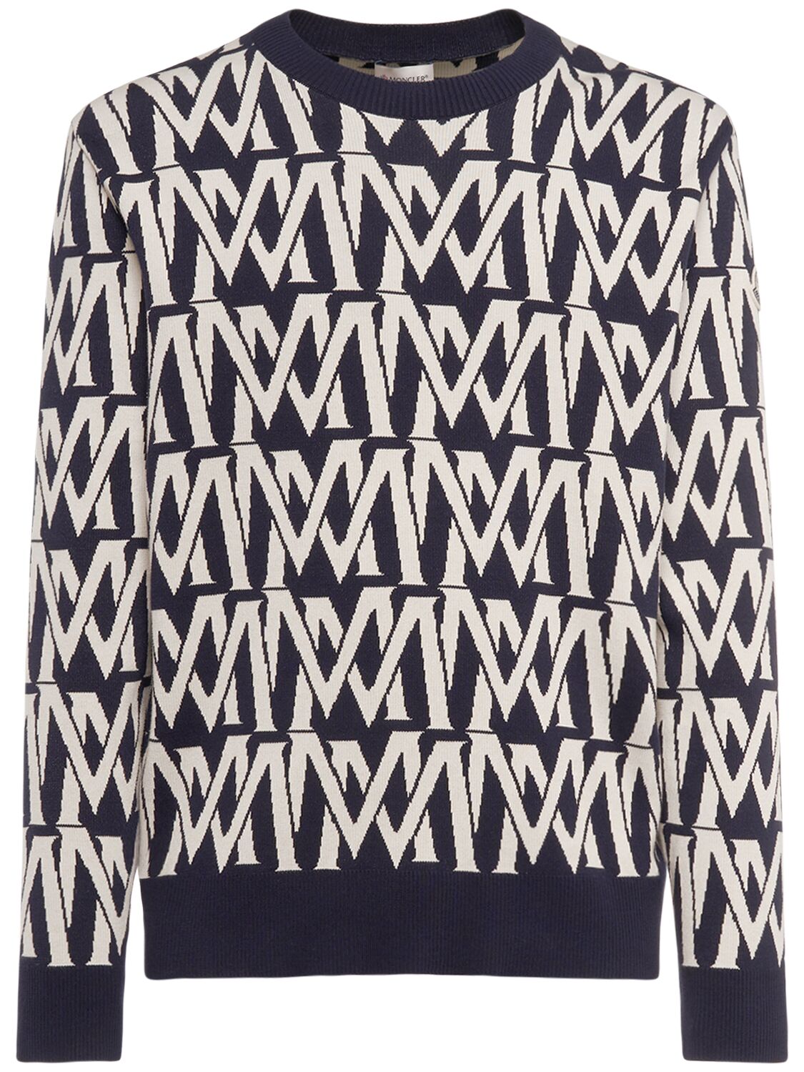 Image of Logo Pattern Cotton Blend Sweater