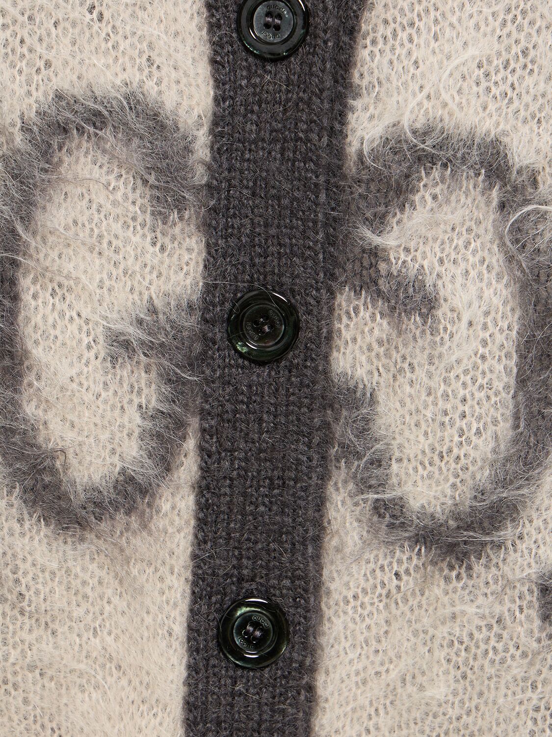 Shop Gucci Reversible Gg Mohair Blend Cardigan In Creme,schwarz