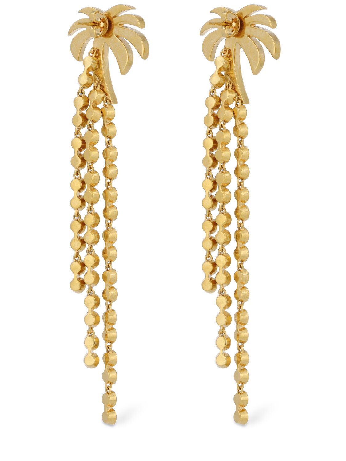 Shop Palm Angels Palm Pendant Brass & Glass Earrings In Gold
