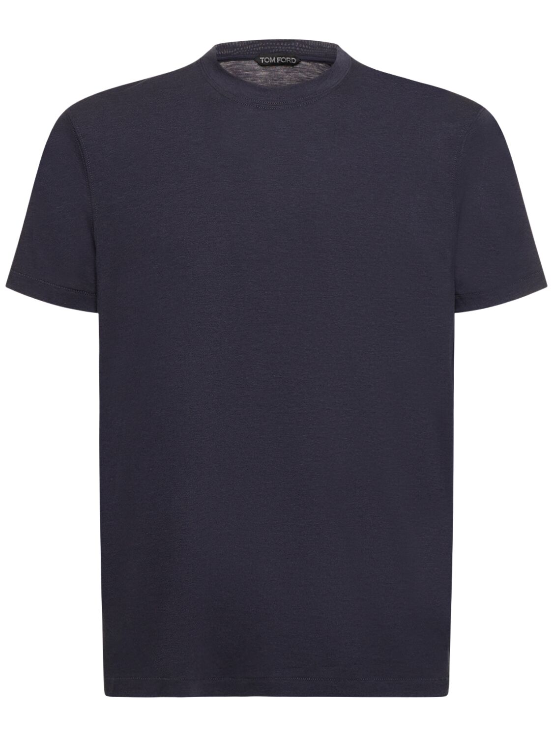Tom Ford Cotton Blend Crewneck T-shirt In 다크 블루