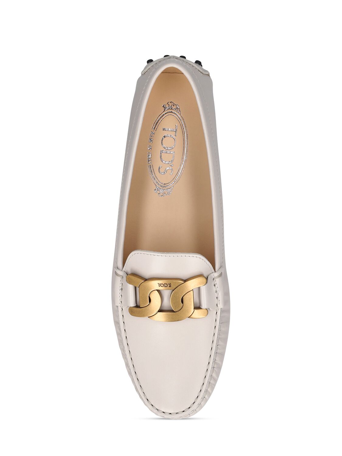 Shop Tod's Gommini Leather Loafers In Wollweiss