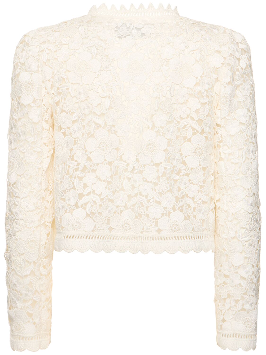 Shop Giambattista Valli Flower Macramé Cotton Jacket In Elfenbein