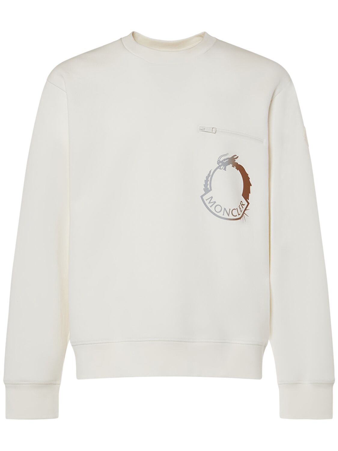 Moncler Cny Cotton Blend Crewneck Sweatshirt In White