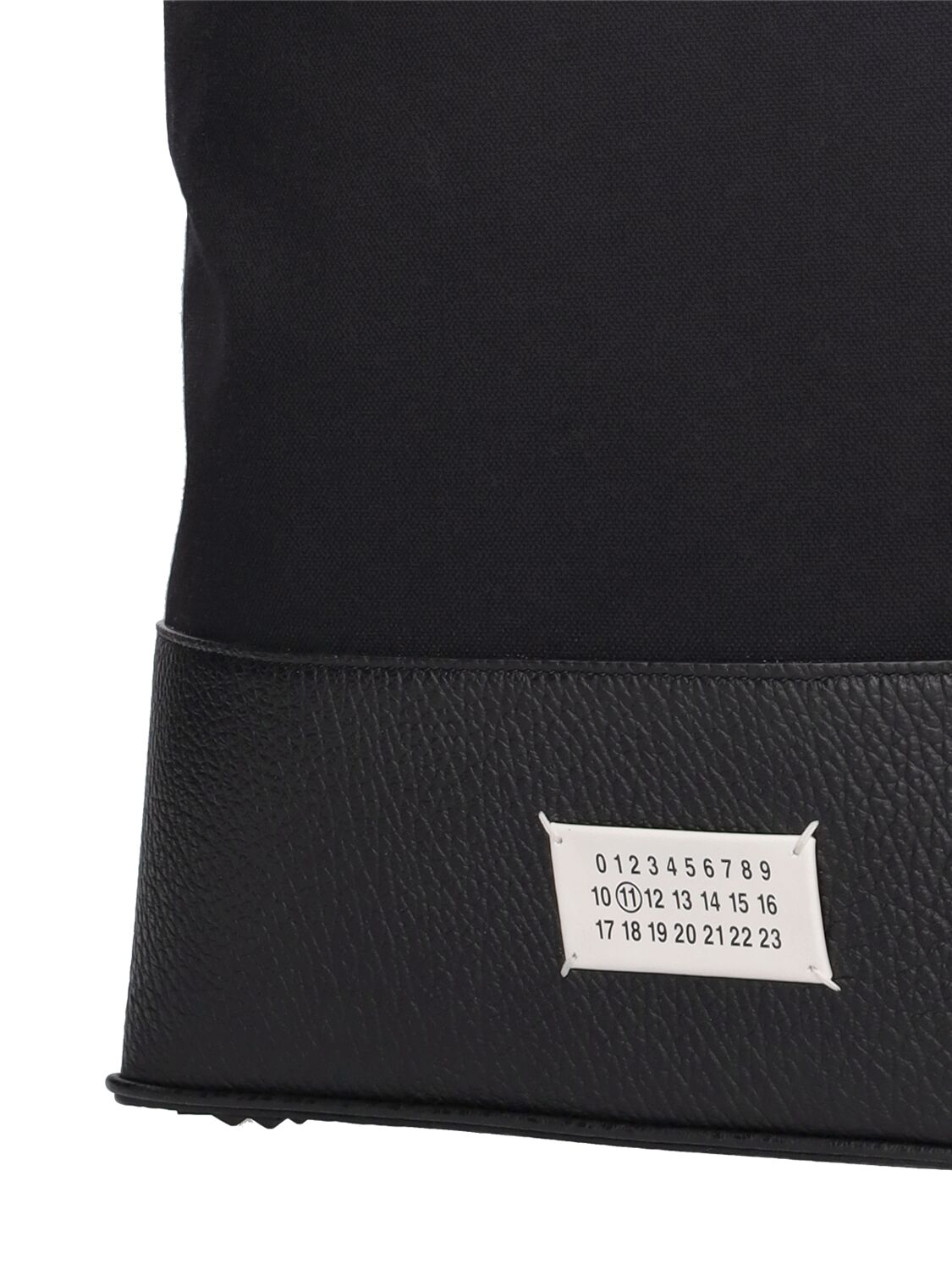 Shop Maison Margiela Grained Leather & Canvas Crossbody Bag In Black