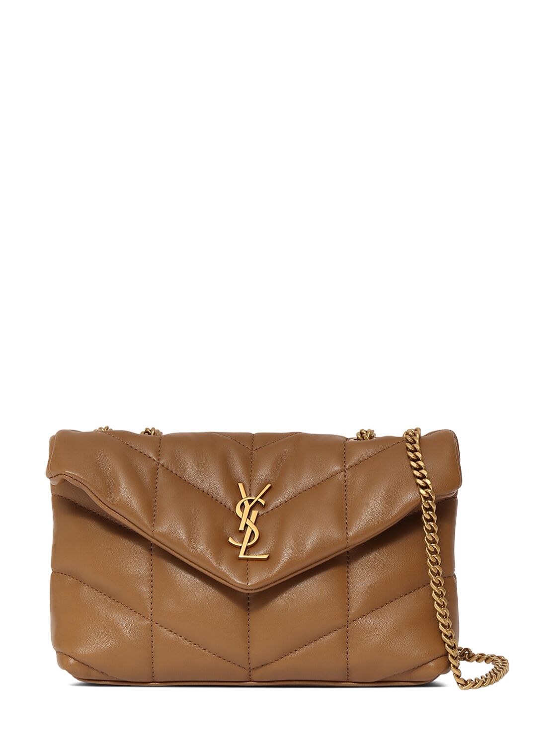 Saint Laurent Mini Toy Puffer Leather Shoulder Bag In Brown
