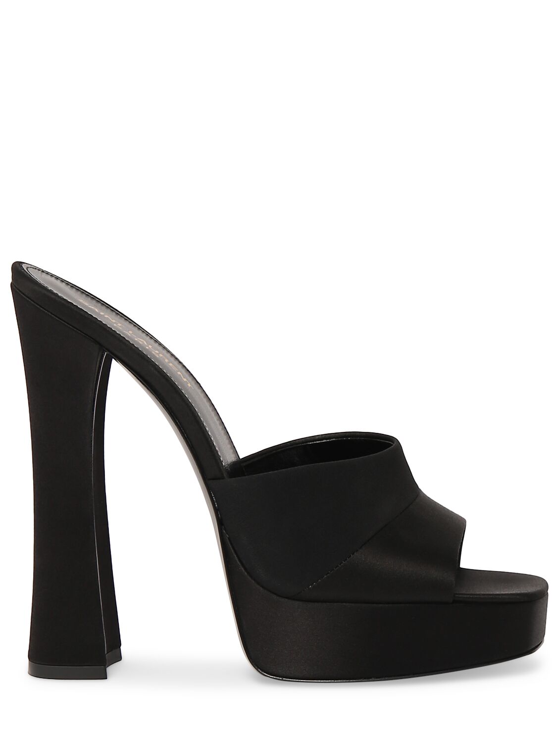 Shop Saint Laurent 110mm Boogie Crepe Satin Mule Sandals In Black