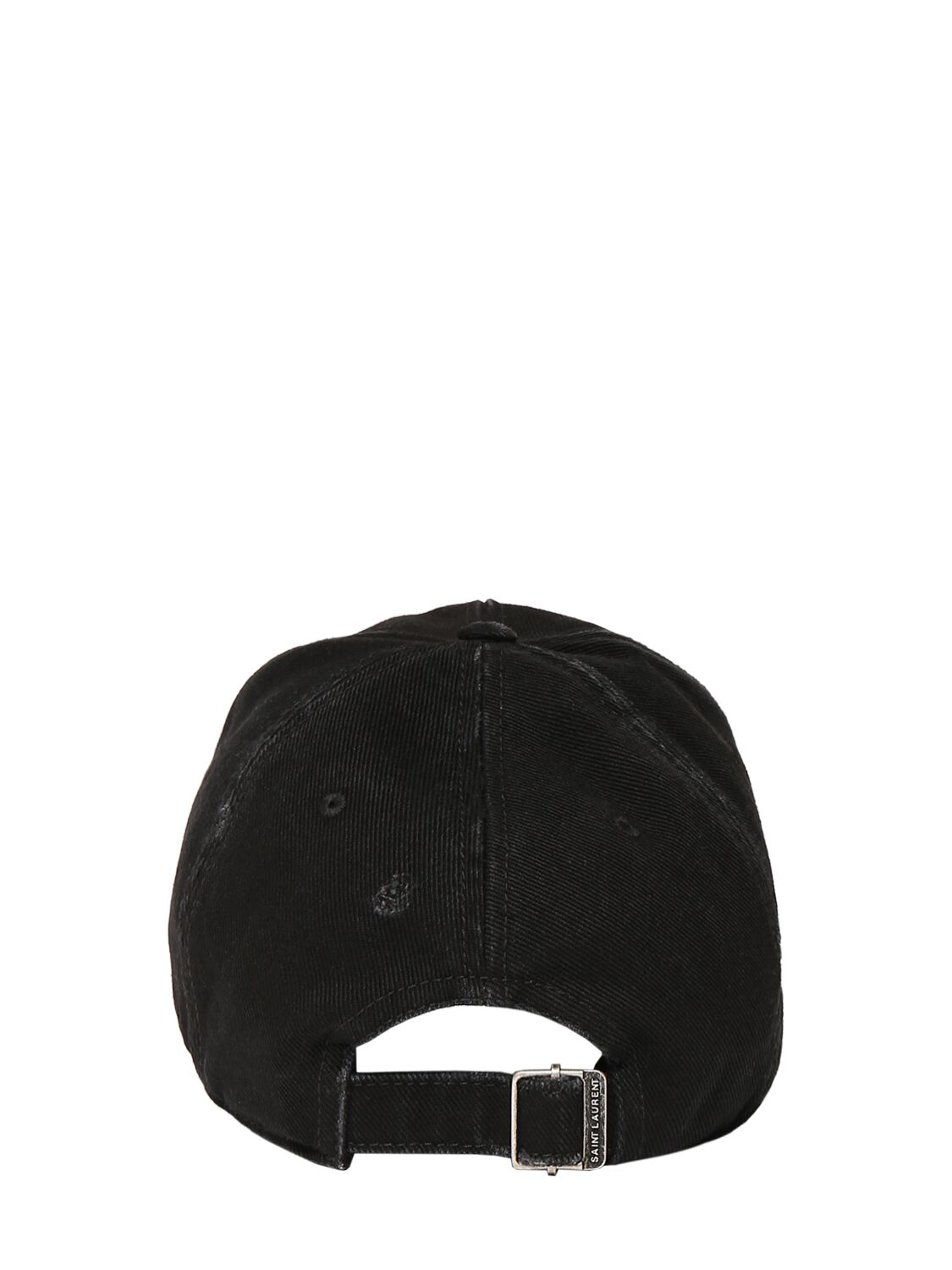 Shop Saint Laurent Washed Denim Hat In Black