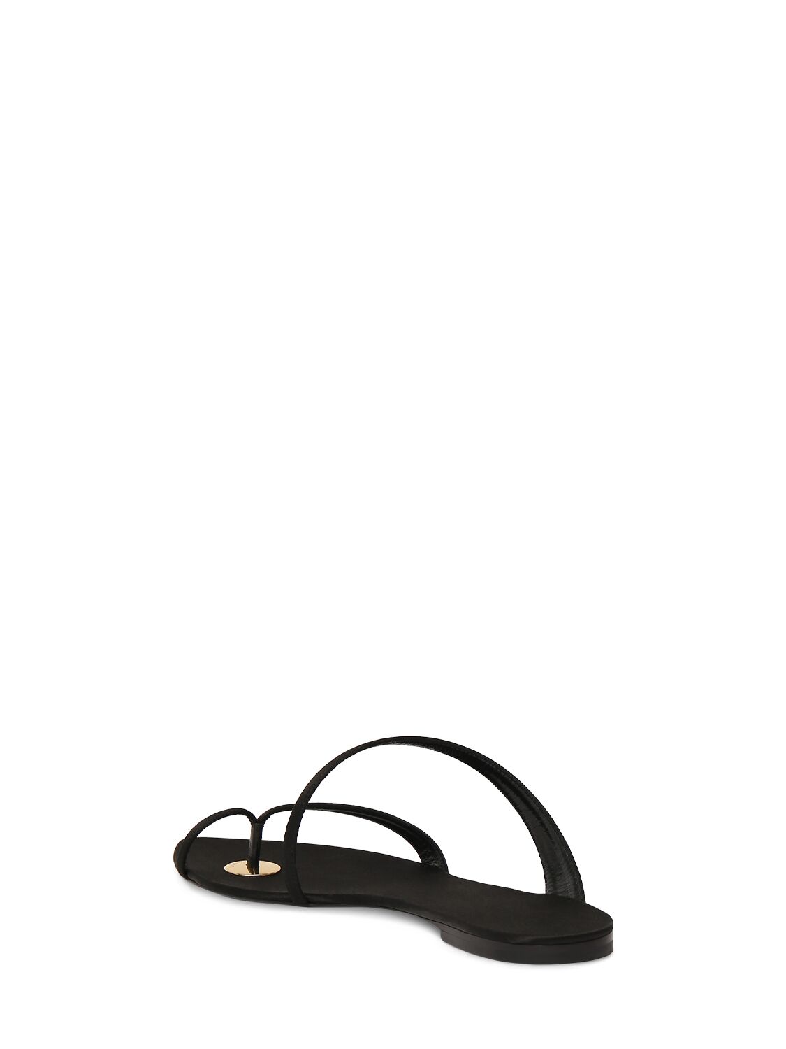 Shop Saint Laurent 5mm Tanger Crepe Satin Flat Sandals In Black