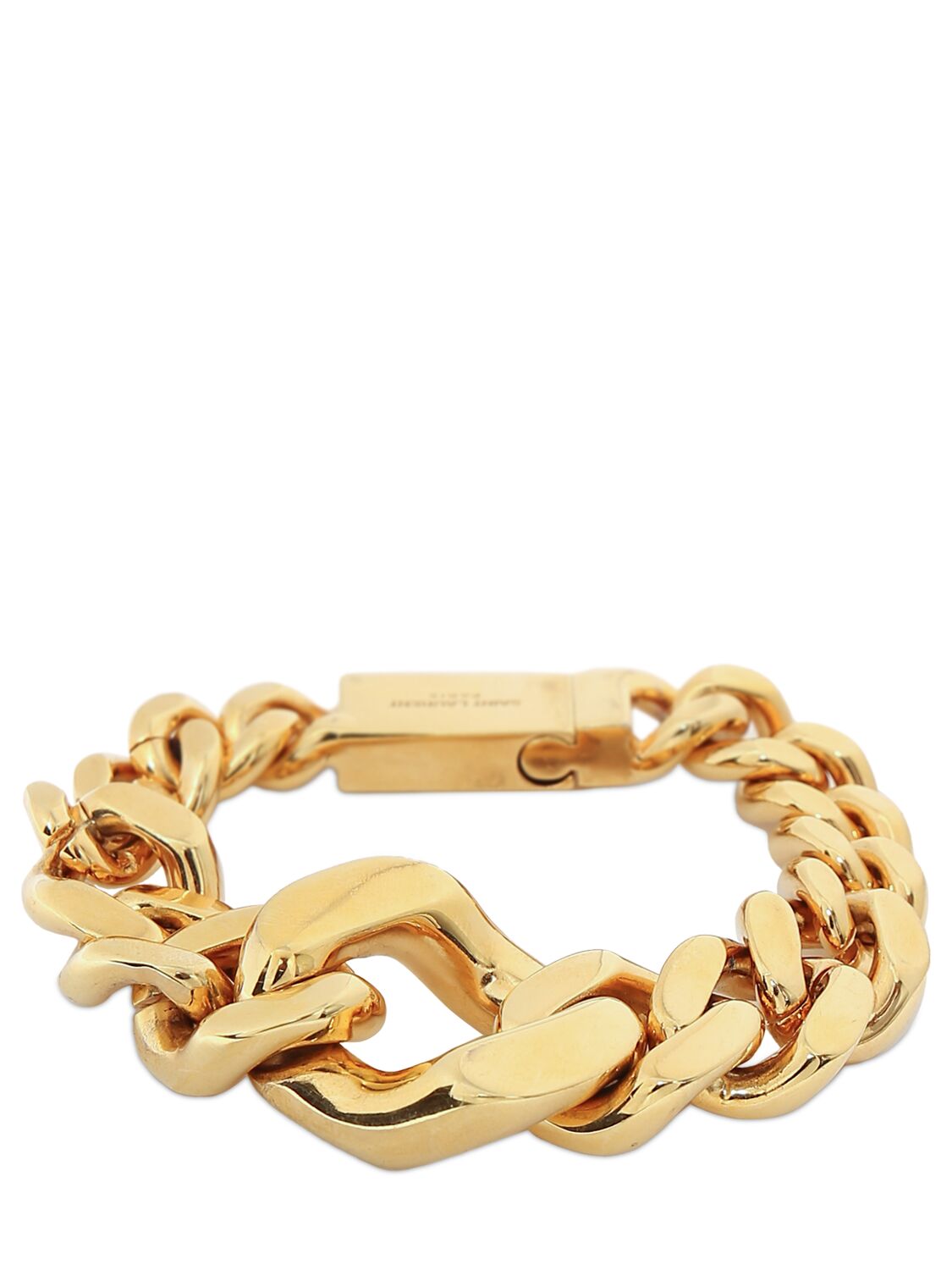 Saint Laurent Brass Oversize Curb Chain Bracelet In Gold