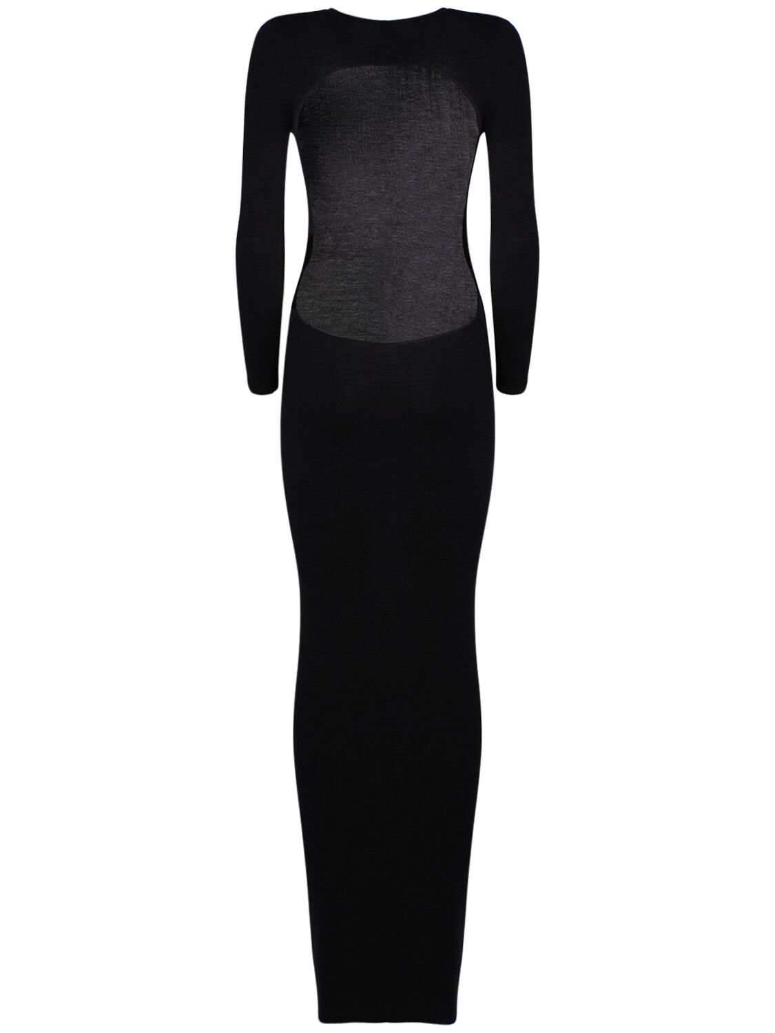 Saint Laurent Wool Blend Long Backless Dress In Black