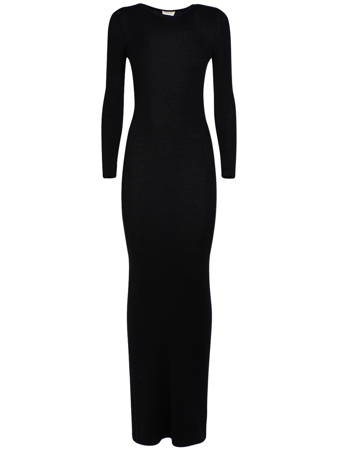 Saint Laurent Wool Blend Long Backless Dress In Black