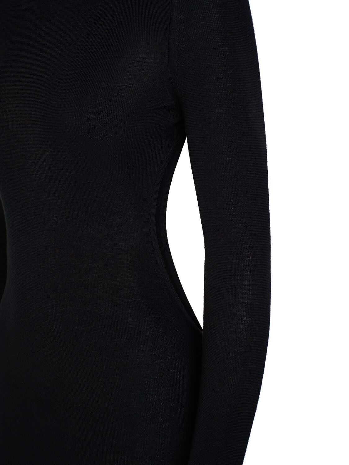 Shop Saint Laurent Wool Blend Long Backless Dress In Black