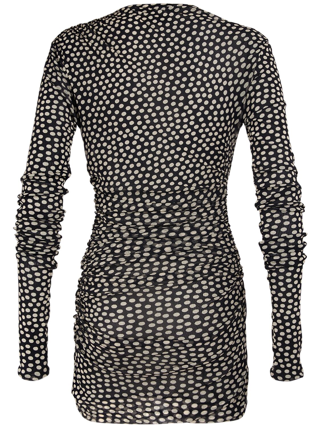 Shop Saint Laurent Printed Draped Tech Mini Dress In Noir Craie