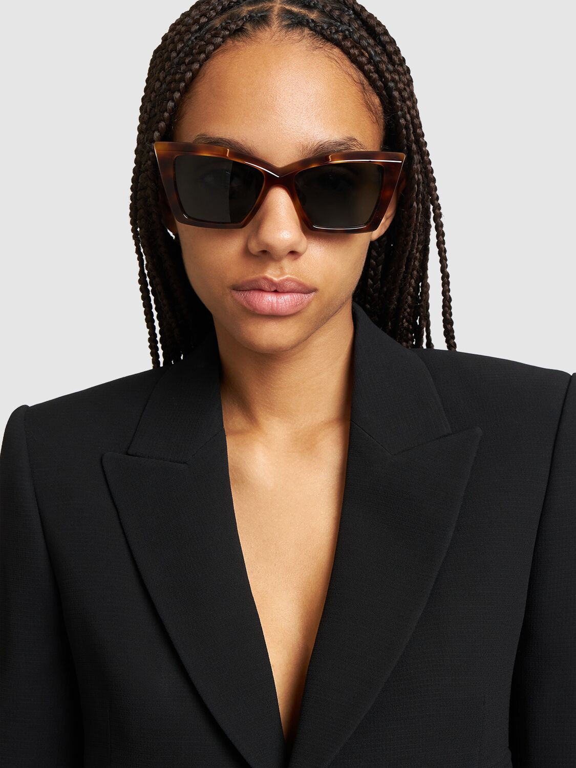 Shop Saint Laurent Sl 657 Acetate Cat-eye Sunglasses In Havana