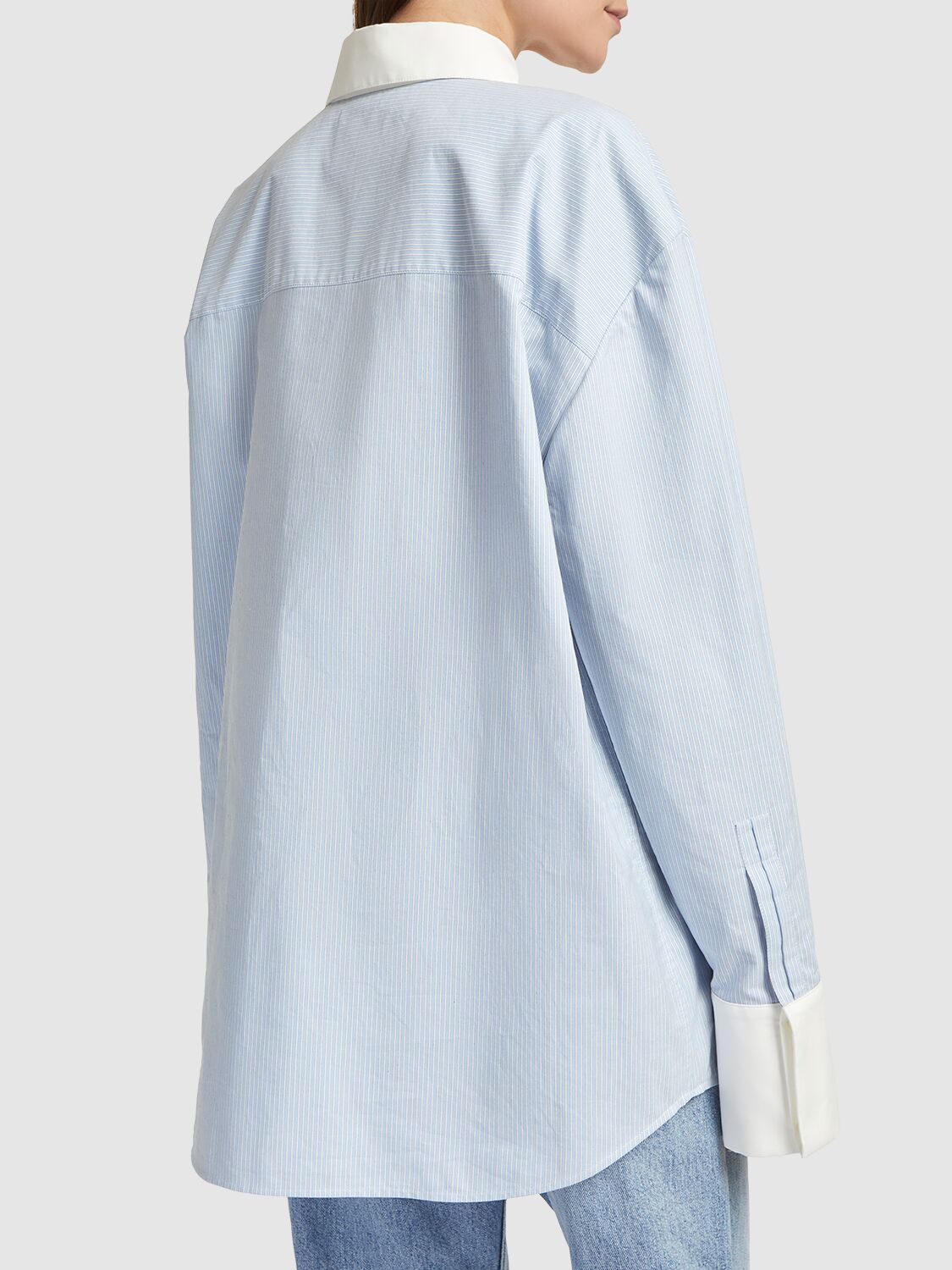 Shop Saint Laurent Cotton Shirt In Blue,white