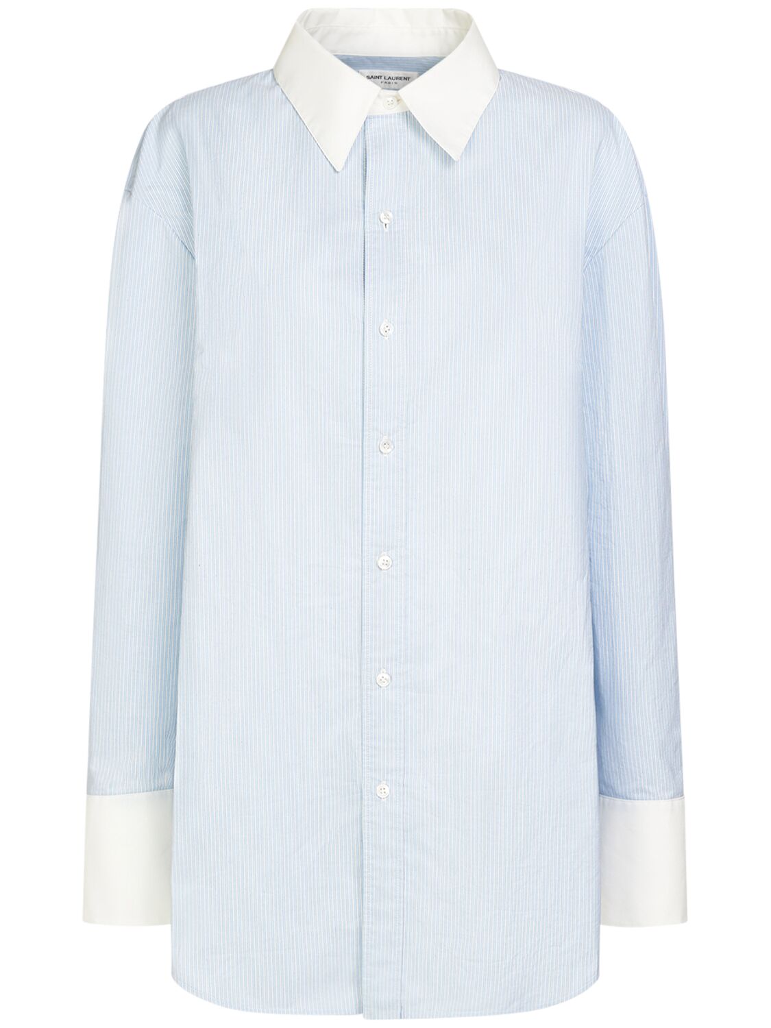Saint Laurent Cotton Shirt In Blue,white