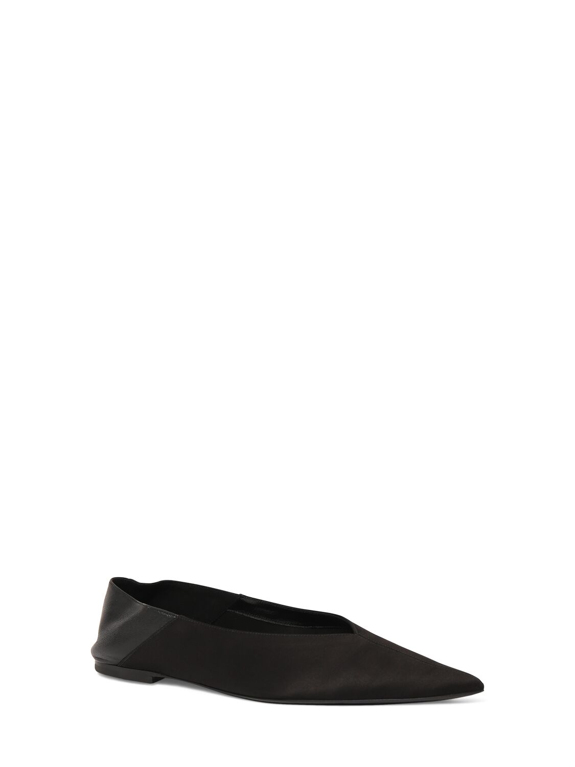 Shop Saint Laurent 5mm Lido Satin Crepe Slip-on Flats In Black