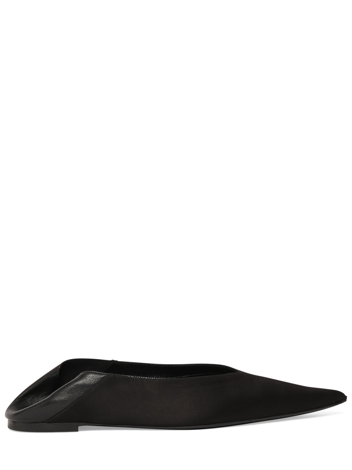 Shop Saint Laurent 5mm Lido Satin Crepe Slip-on Flats In Black