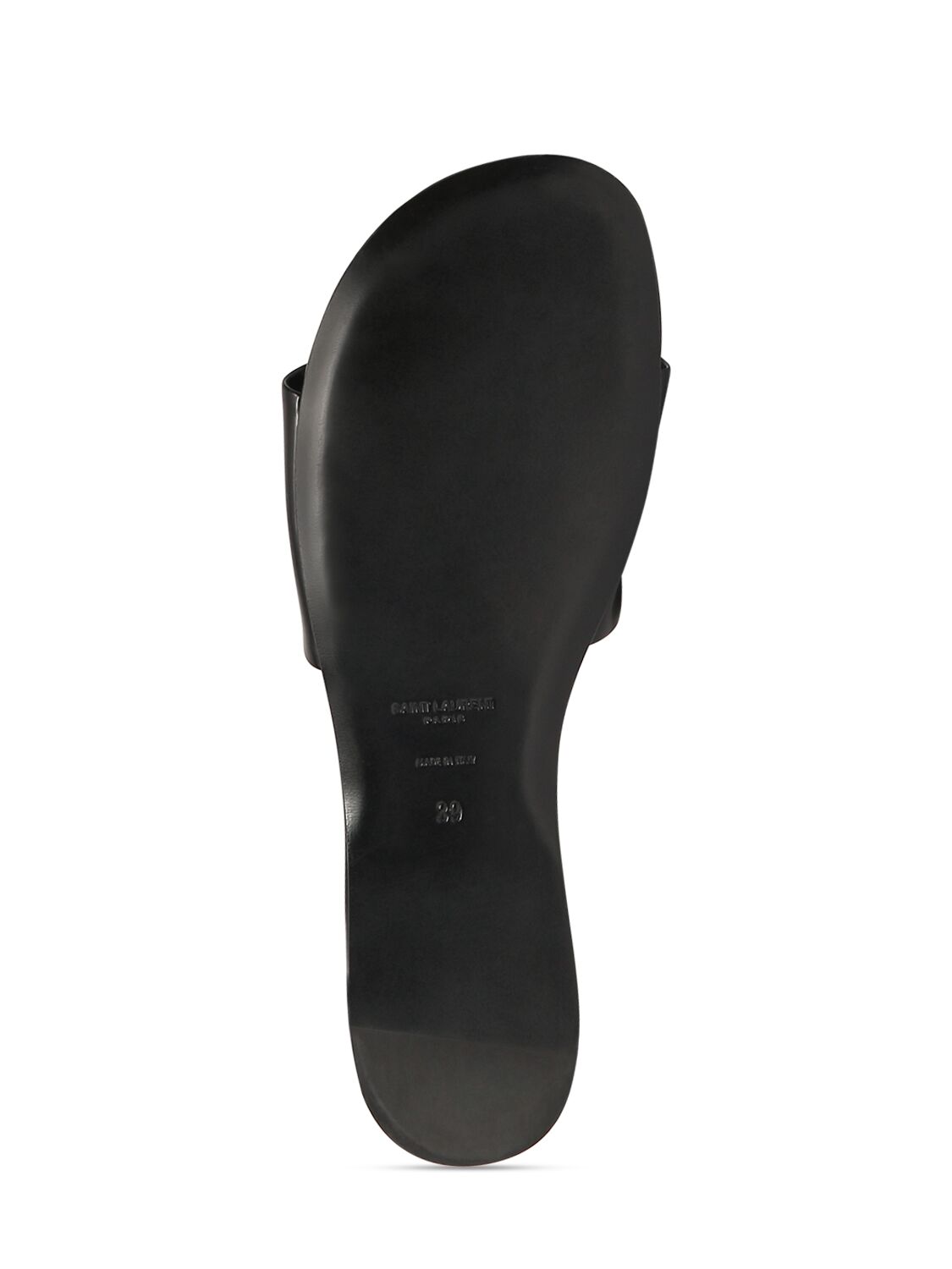 Shop Saint Laurent 5mm Carlyle Leather Flat Mule Sandals In Black