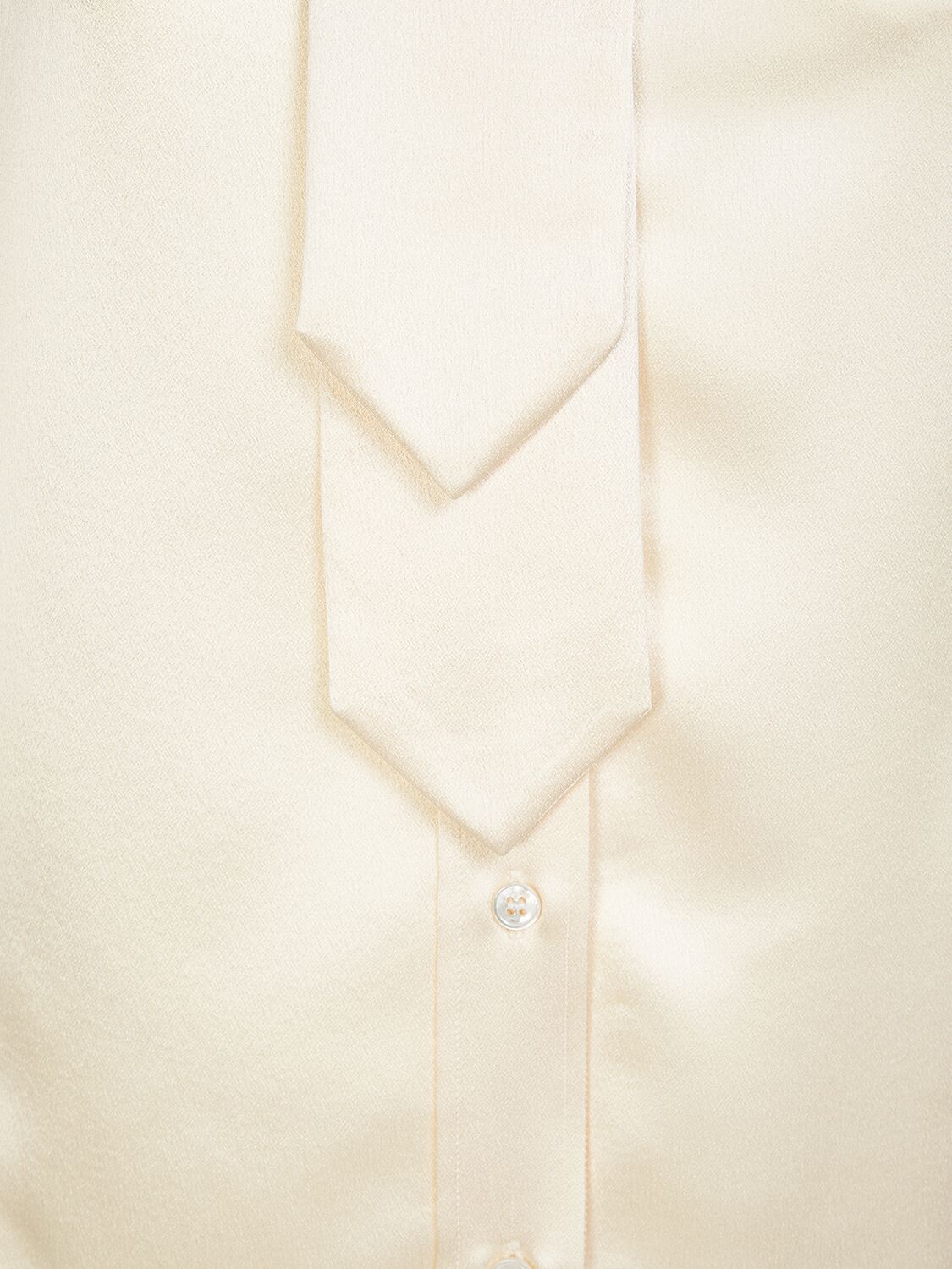 Shop Saint Laurent Silk Satin Shirt W/ Tie In Chalk