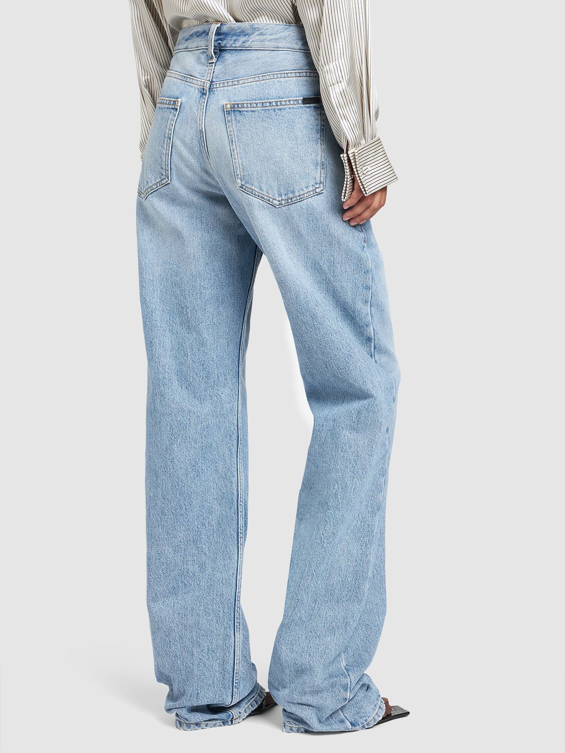 Shop Saint Laurent Denim Baggy Jeans In Blue Bay