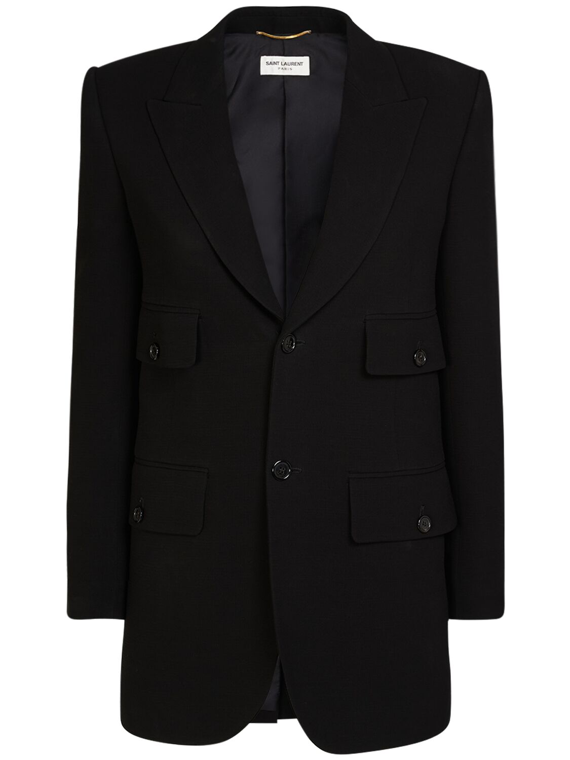 Saint Laurent Viscose Blend Jacket In Black