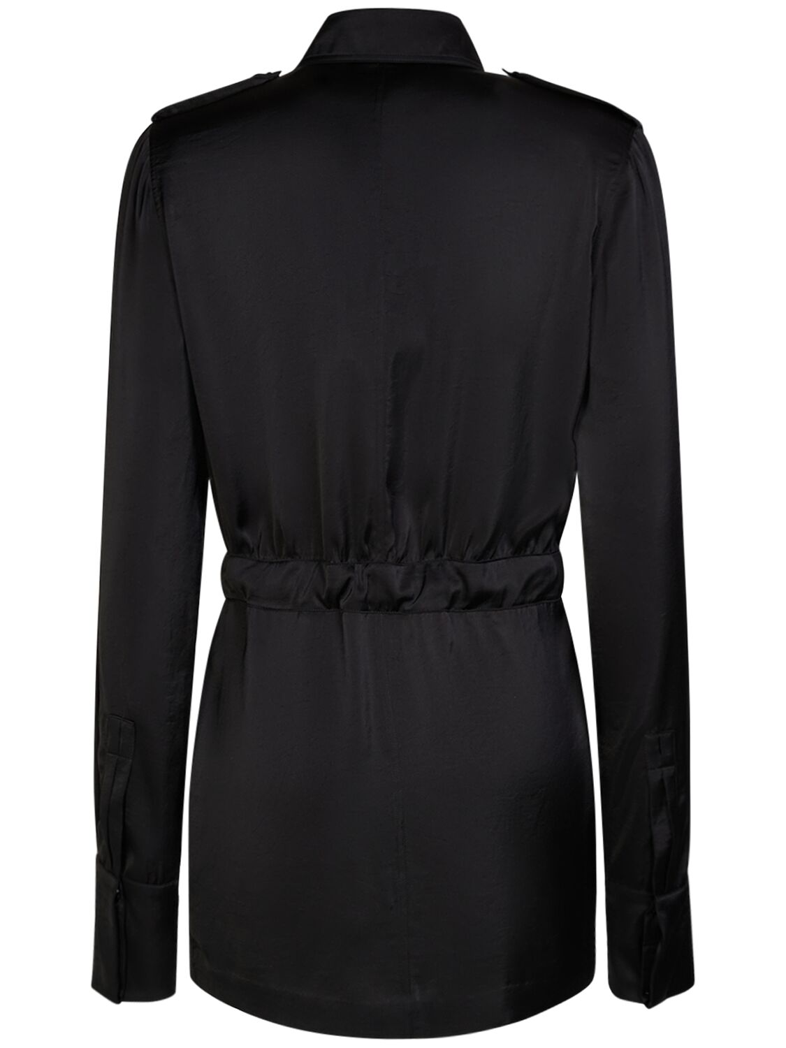 Shop Saint Laurent Saharan Mini Dress W/ Waist Belt In Black