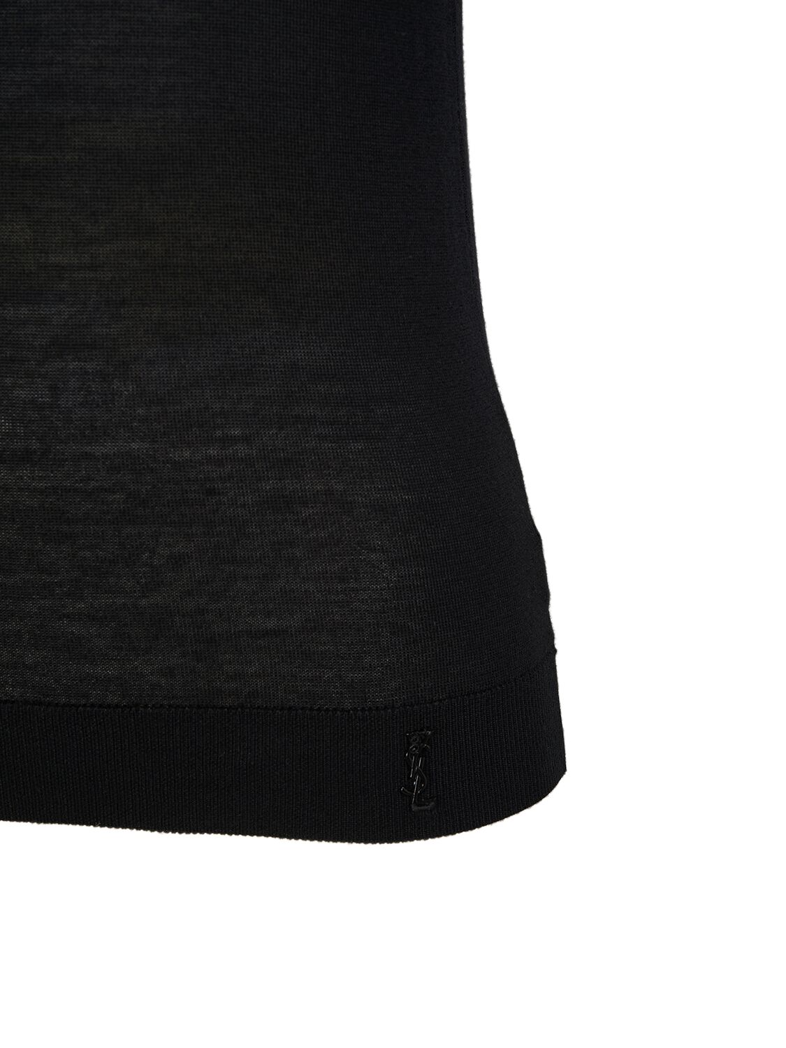 Shop Saint Laurent Cassandre Fine Wool Tank Top In Black