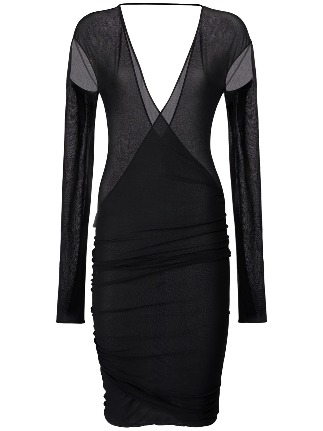 Saint Laurent 粘胶纤维镂空迷笛连衣裙 In Black