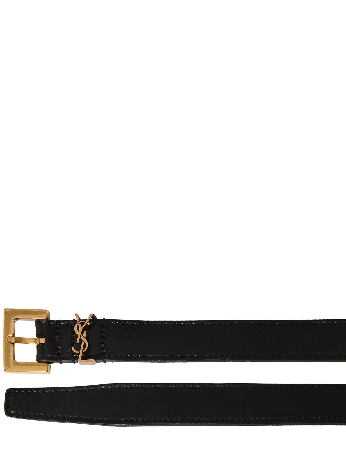 Shop Saint Laurent 20mm Cassandre Leather Buckle Belt In Black