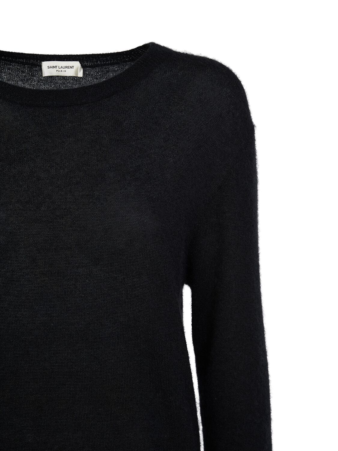 Shop Saint Laurent Cashmere Blend Crewneck Sweater In Black