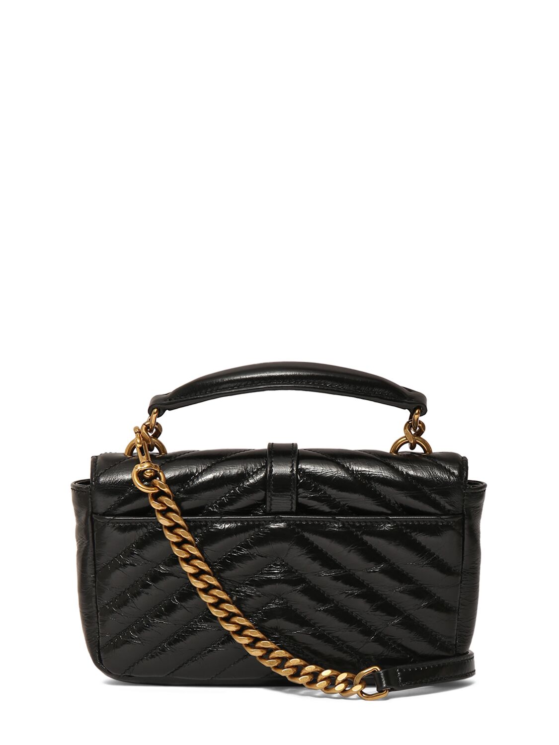 Shop Saint Laurent Mini College Leather Shoulder Bag In Black