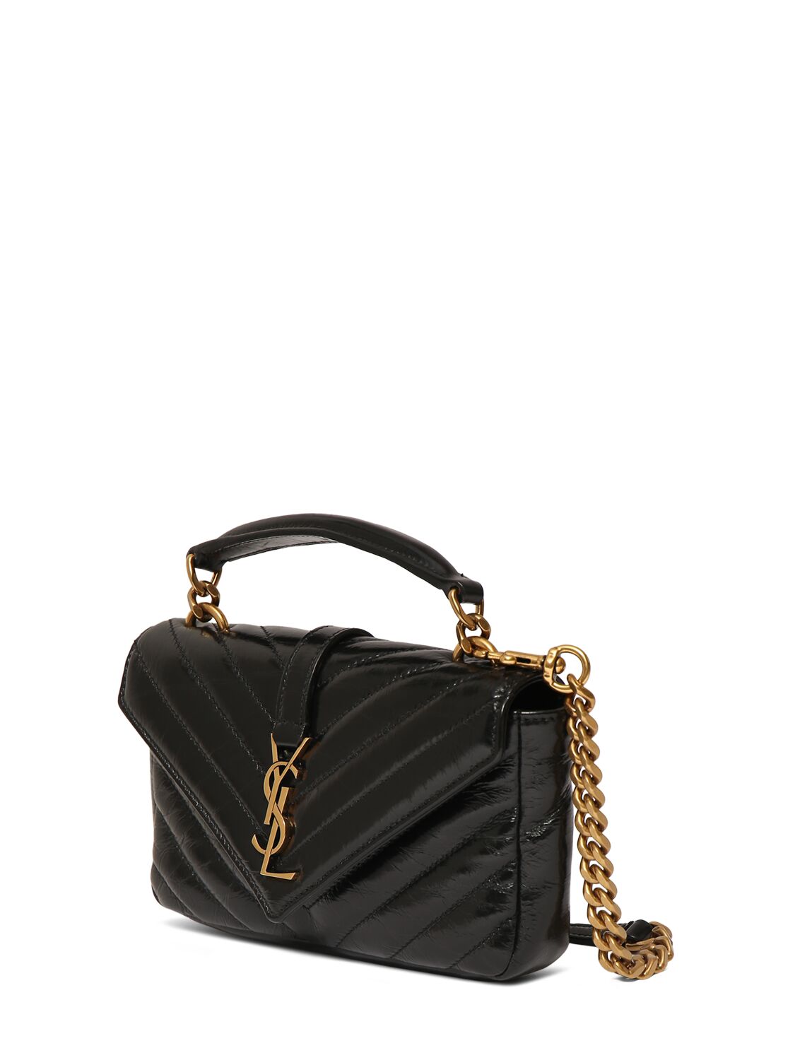 Shop Saint Laurent Mini College Leather Shoulder Bag In Black