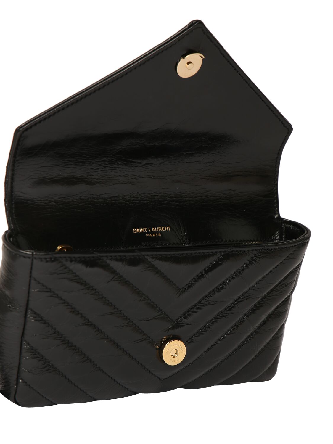 Shop Saint Laurent Mini College Leather Shoulder Bag In Black